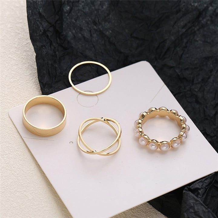 4Pcs Wedding Ring Eye-catching Shiny Dress Up Durable Exquisite Bright Luster Ring for Party Image 2