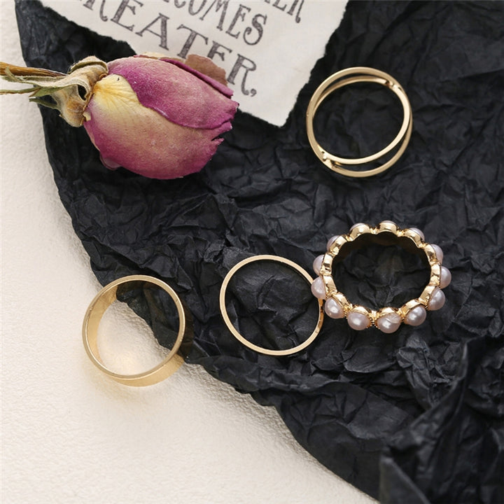 4Pcs Wedding Ring Eye-catching Shiny Dress Up Durable Exquisite Bright Luster Ring for Party Image 4