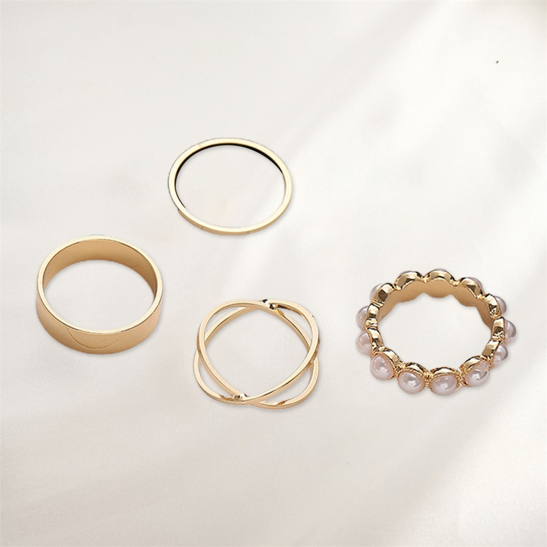 4Pcs Wedding Ring Eye-catching Shiny Dress Up Durable Exquisite Bright Luster Ring for Party Image 4