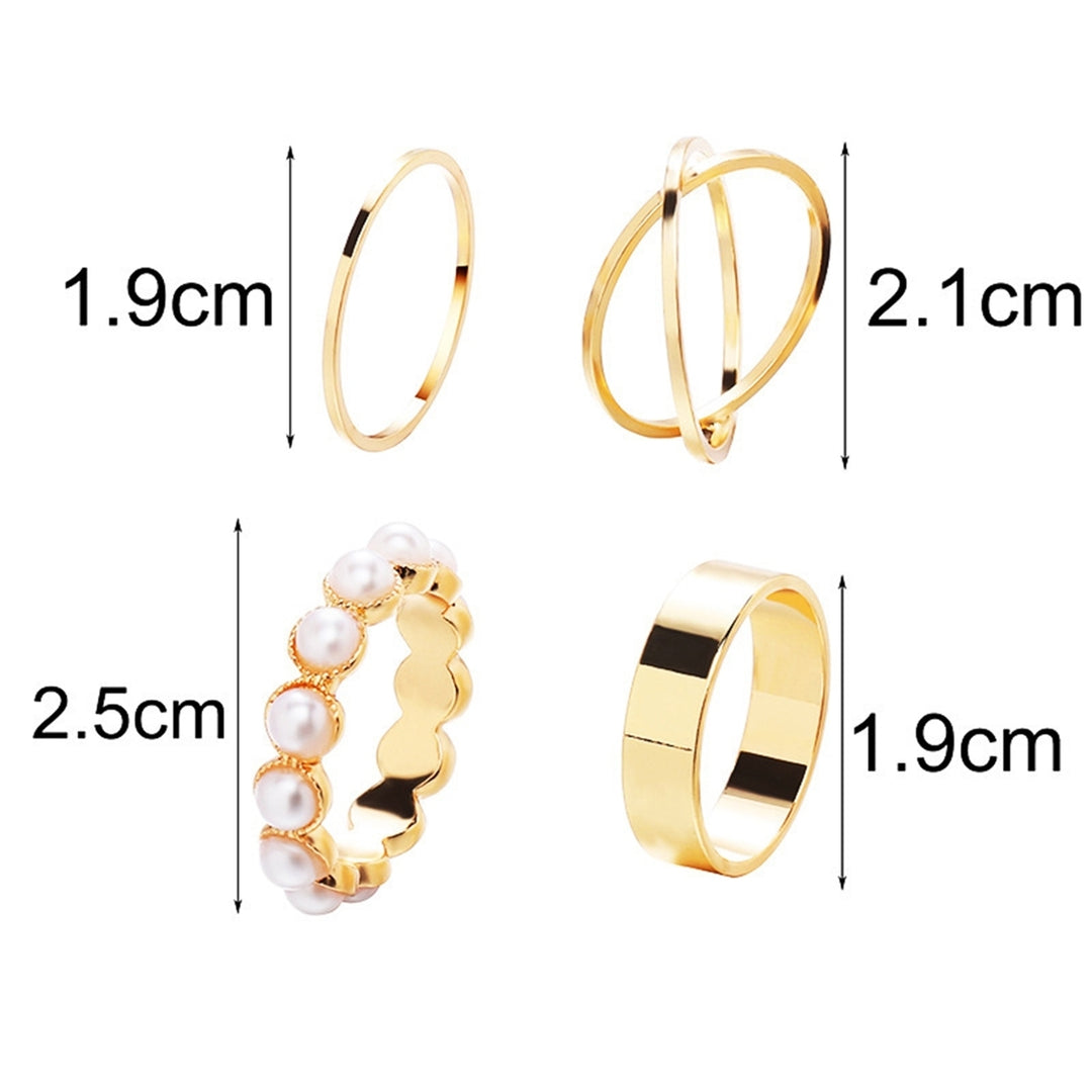 4Pcs Wedding Ring Eye-catching Shiny Dress Up Durable Exquisite Bright Luster Ring for Party Image 6