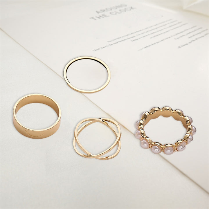 4Pcs Wedding Ring Eye-catching Shiny Dress Up Durable Exquisite Bright Luster Ring for Party Image 7