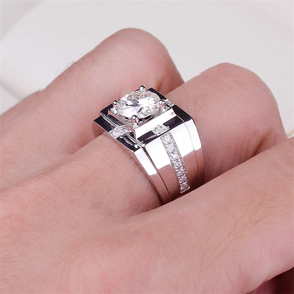 Zircon Ring Shining Geometric Ring Band for Gift Image 2