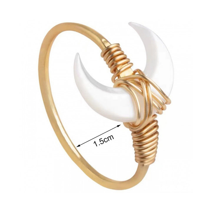 Adjustable Exquisite Noble Lady Ring Trendy Half Moon Decor Finger Ring Jewelry Accessory Image 6