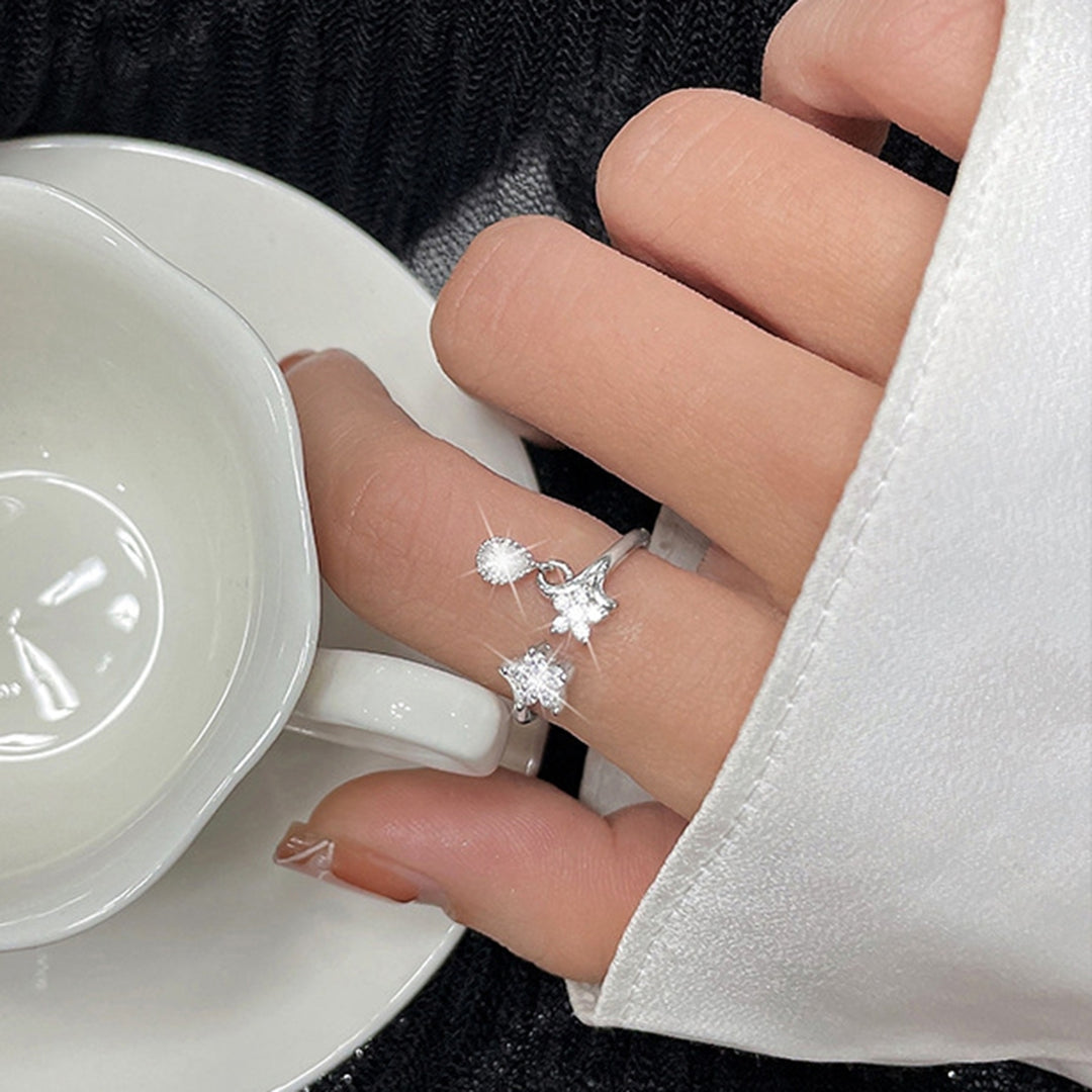 Midi Ring Water Drop Decor Open Ring for Engagement Image 4