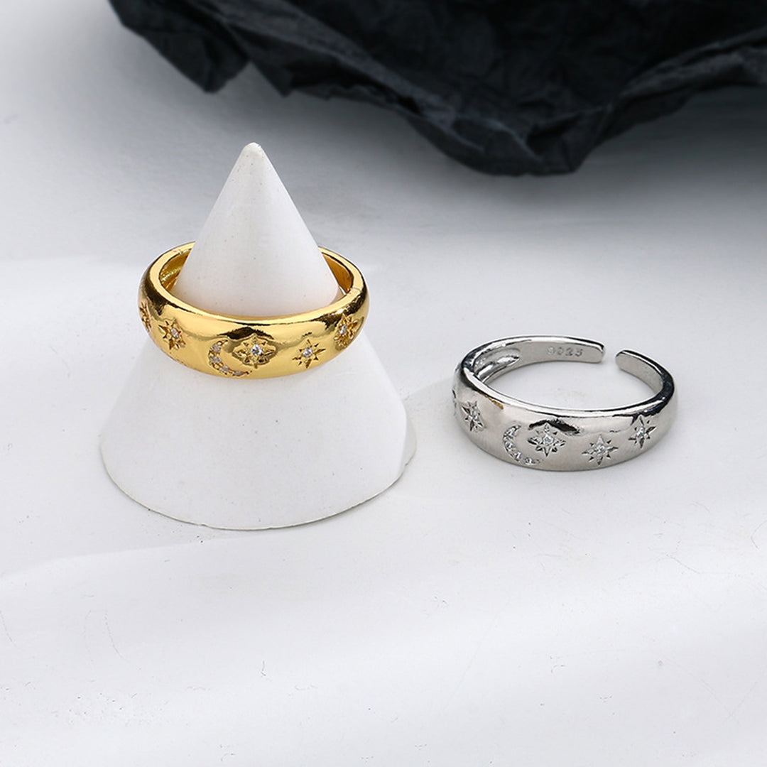 Promise Ring Delicate Carving Moon Ring for Anniversary Image 7