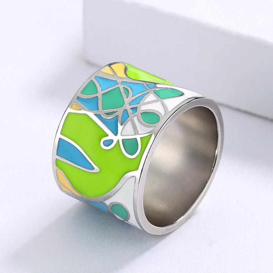 Ring Personality Handmade Artistic Green Epoxy Leaf Shape Finger Ring Jewelry Accessory Image 1