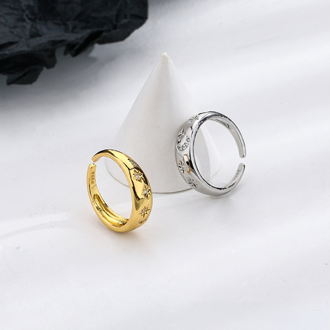 Promise Ring Delicate Carving Moon Ring for Anniversary Image 9