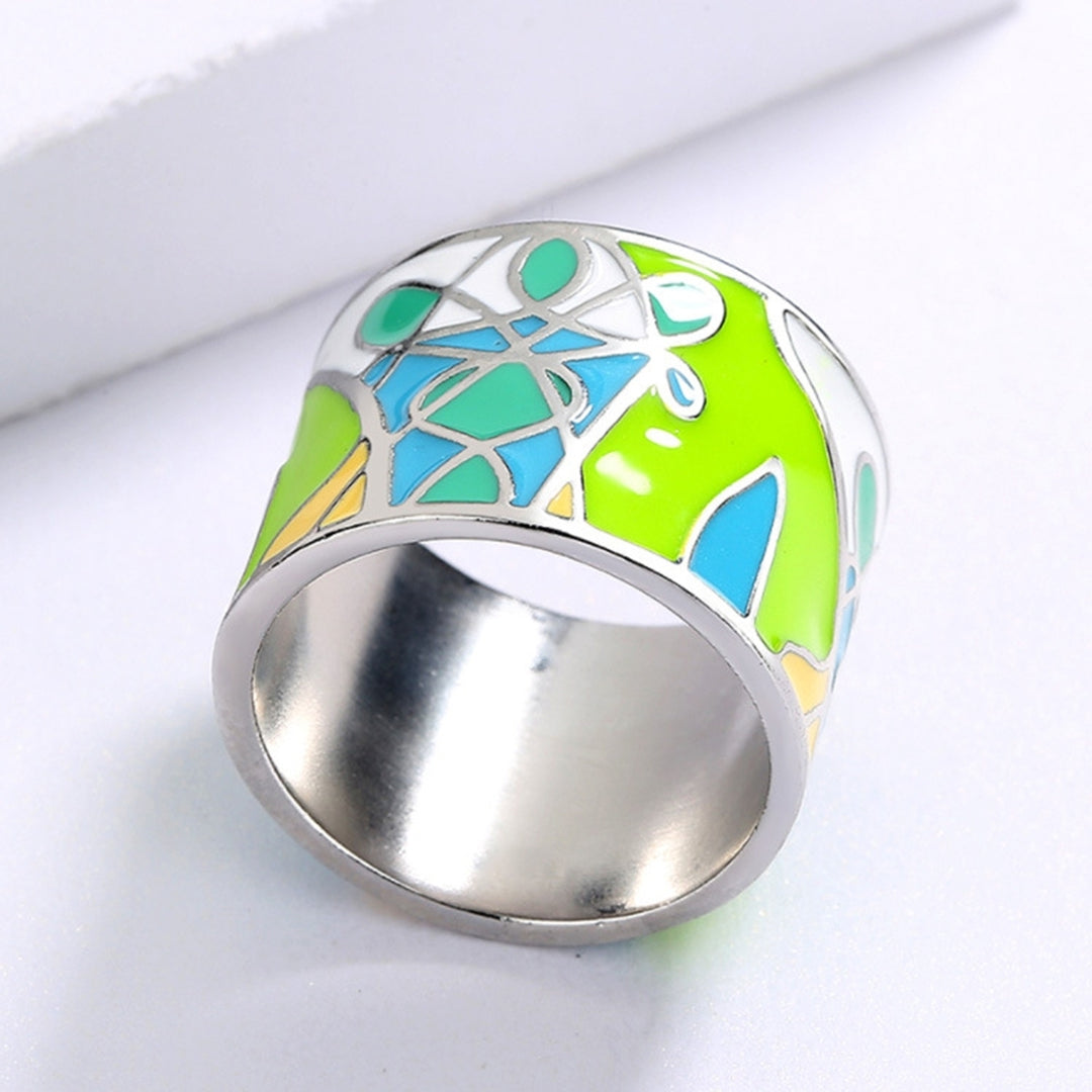 Ring Personality Handmade Artistic Green Epoxy Leaf Shape Finger Ring Jewelry Accessory Image 2