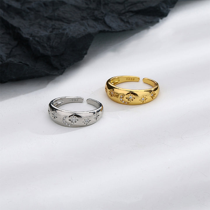 Promise Ring Delicate Carving Moon Ring for Anniversary Image 10