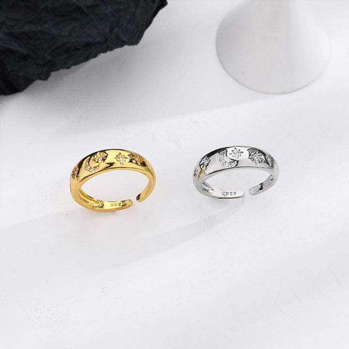 Promise Ring Delicate Carving Moon Ring for Anniversary Image 11