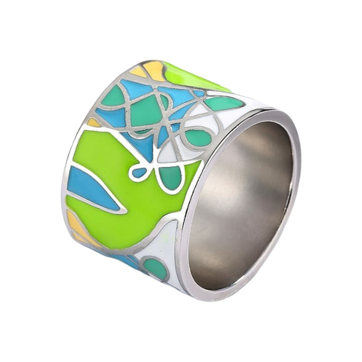 Ring Personality Handmade Artistic Green Epoxy Leaf Shape Finger Ring Jewelry Accessory Image 4