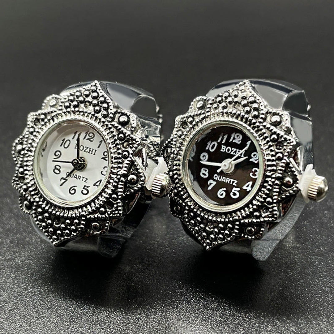 Couple Ring Inlaid Rhinestone Valentine Gift Alloy Fashion Quartz Watch Lover Ring Jewelry Accessory Image 1