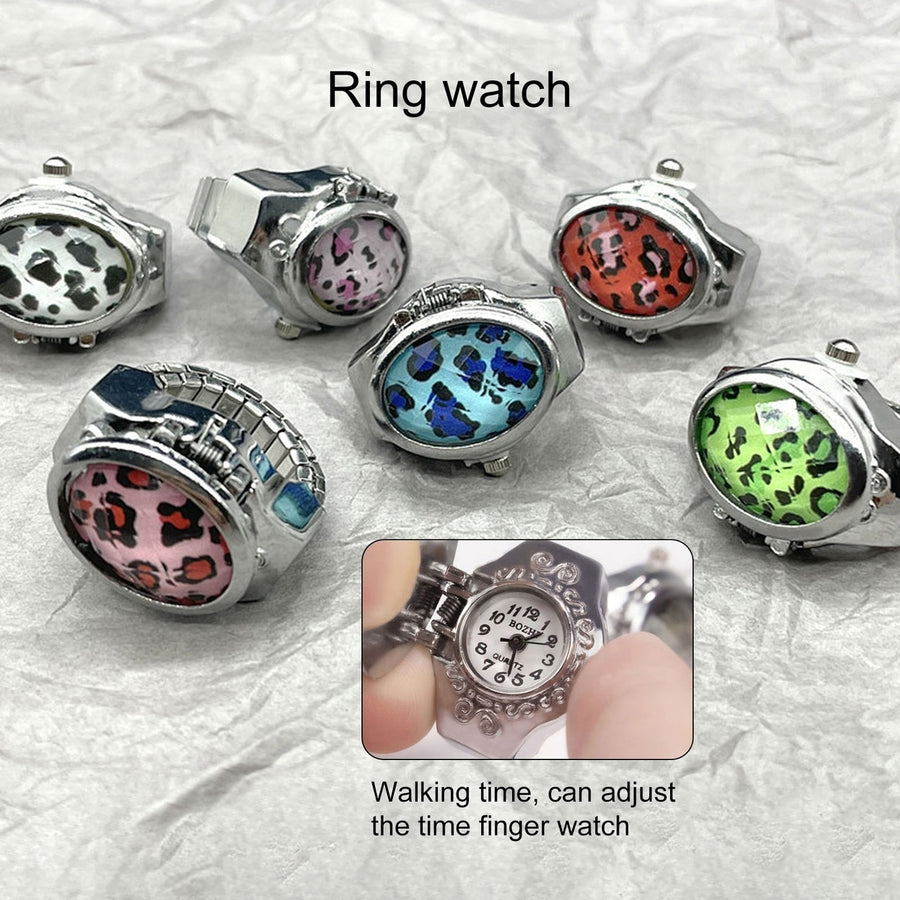 Unisex Ring Beautiful Fine Workmanship Flap Cover Personality Trendy Daily Wear Alloy Leopard Gem Ring Watch Gift Image 1