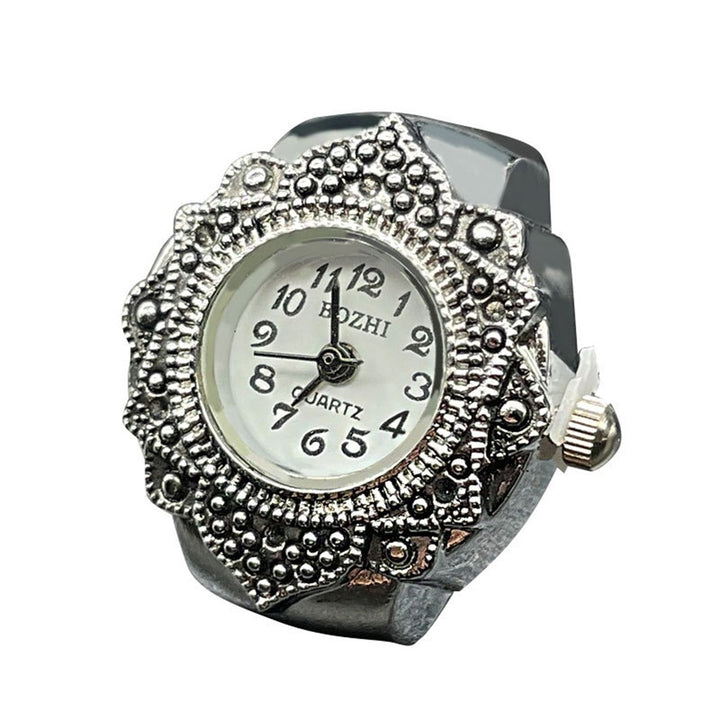 Couple Ring Inlaid Rhinestone Valentine Gift Alloy Fashion Quartz Watch Lover Ring Jewelry Accessory Image 1