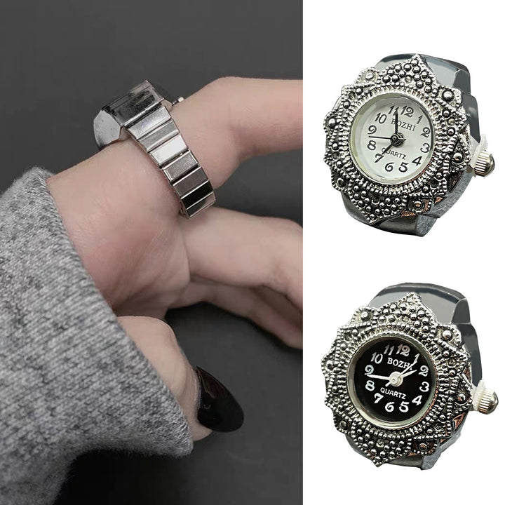 Couple Ring Inlaid Rhinestone Valentine Gift Alloy Fashion Quartz Watch Lover Ring Jewelry Accessory Image 4