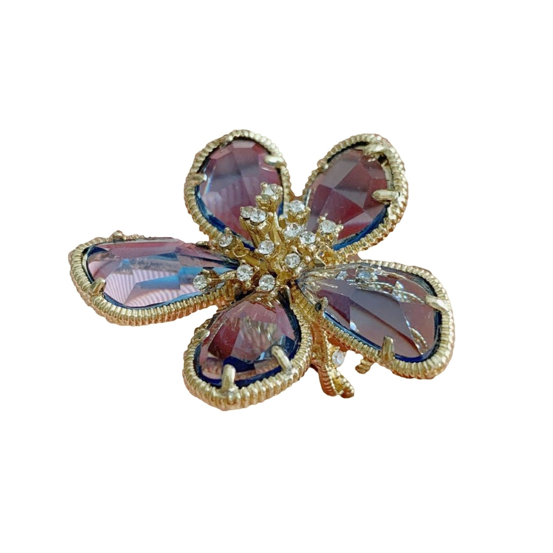 Women Ring Clear Rhinestones Opening Adjustable Colorful Big Petal Party Trendy Ring Jewelry Accessories Image 4