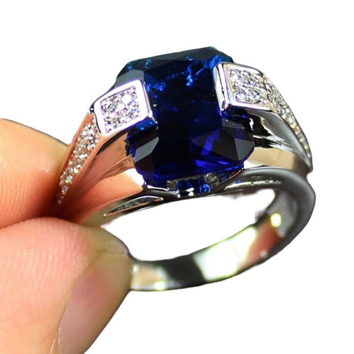 Women Ring Non-Fading All Match Exquisite Daily Wear Inlaid Zircon Blue Faux Gem High Gloss Lady Ring Fashion Jewelry Image 4