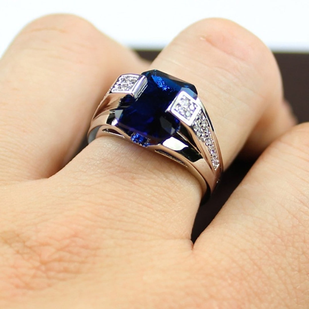 Women Ring Non-Fading All Match Exquisite Daily Wear Inlaid Zircon Blue Faux Gem High Gloss Lady Ring Fashion Jewelry Image 8