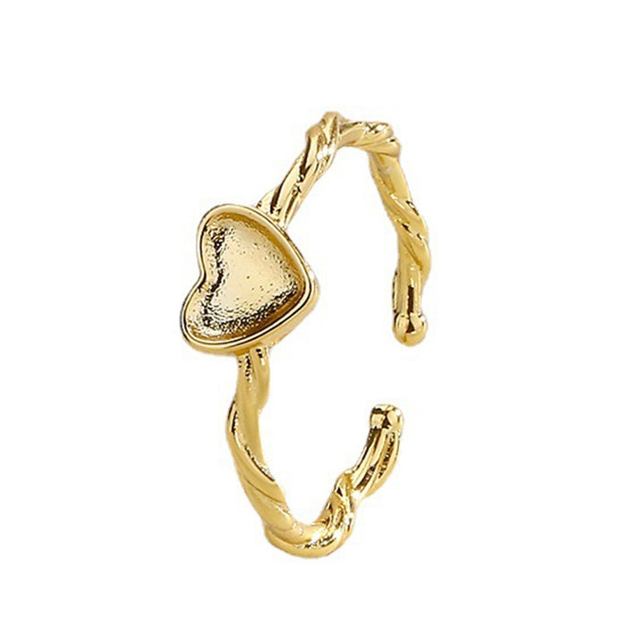 Women Ring Opening Personality Twisted Adjustable Luxury Gift Golden Color Love Heart Finger Ring Fashion Jewelry Image 3