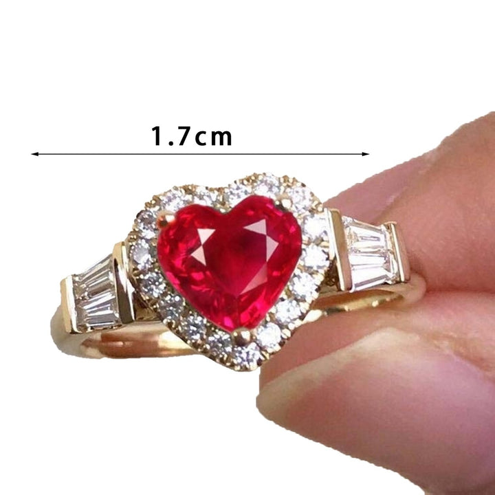 Wedding Ring Gorgeous Electroplating Retro Gift Golden Love Heart Rhinestone Finger Ring Fashion Jewelry Image 9