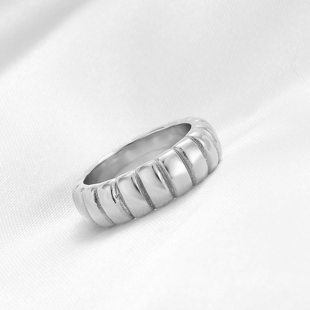 Finger Band Raised Grain Geometric Electroplating Bright Luster Charming Dress Up Colorfast Titanium Steel Punk Ring Image 12