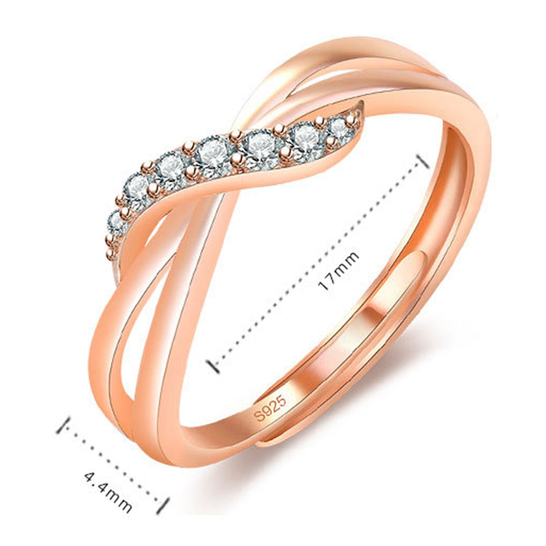 Adjustable Opening Design Engagement Ring Women Wave Lines Rhinestones Decor Wedding Ring Jewelry Accessories Image 6