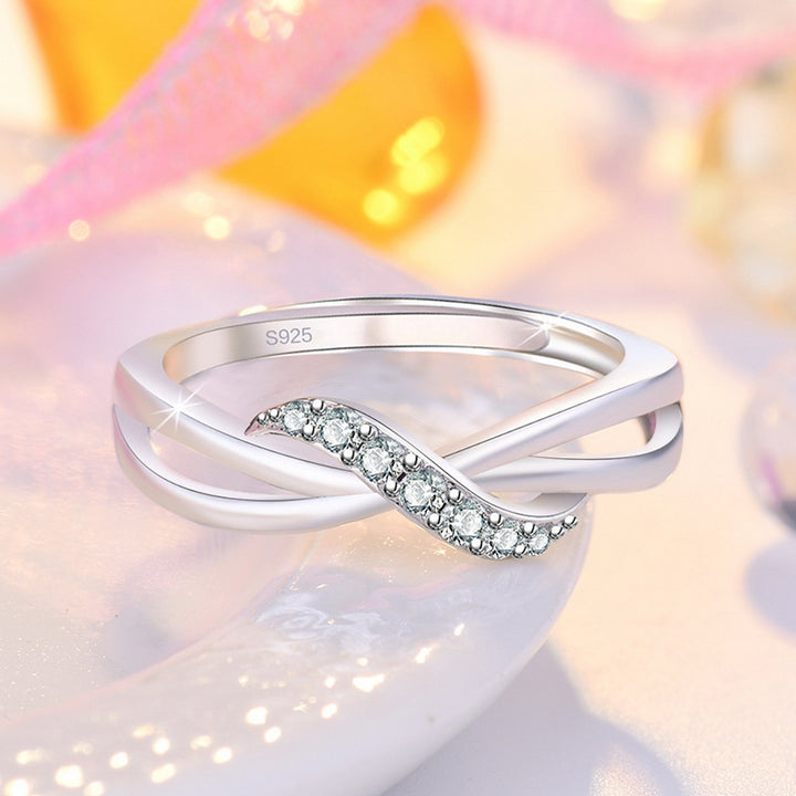 Adjustable Opening Design Engagement Ring Women Wave Lines Rhinestones Decor Wedding Ring Jewelry Accessories Image 7