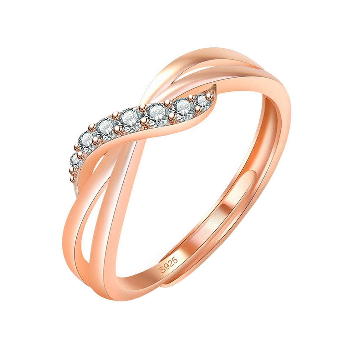 Adjustable Opening Design Engagement Ring Women Wave Lines Rhinestones Decor Wedding Ring Jewelry Accessories Image 10
