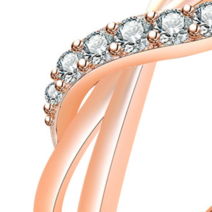 Adjustable Opening Design Engagement Ring Women Wave Lines Rhinestones Decor Wedding Ring Jewelry Accessories Image 12