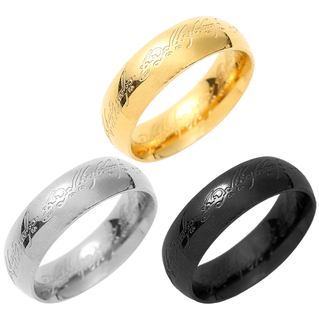 Finger Ring Polishing Bright Luster Exquisite Carving Geometric Anti-fade Europe America Black Golden Silver Men Ring Image 7