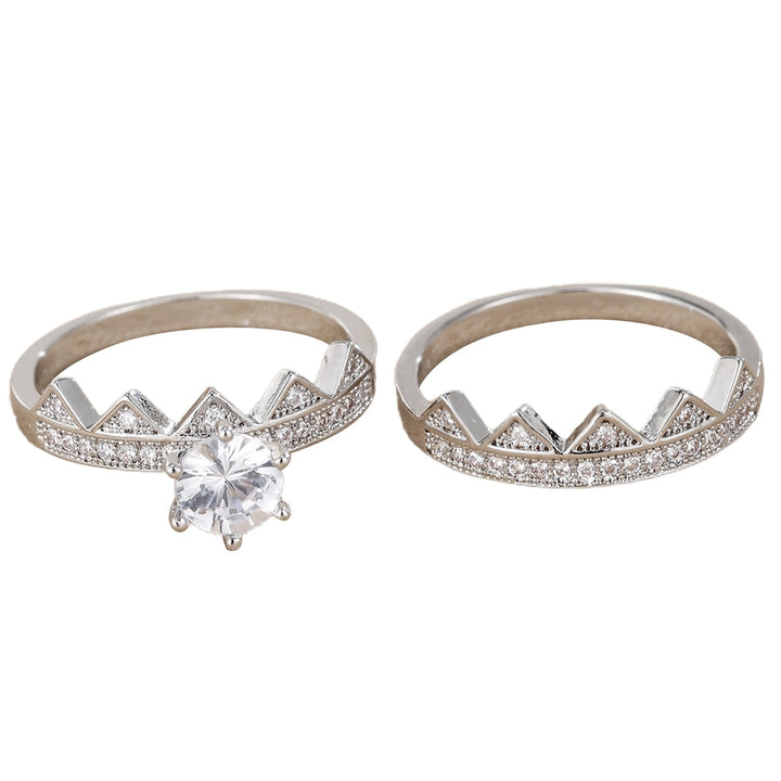 2Pcs/Set Women Ring 2 in 1 Detachable Dainty Gift Rhinestone Inlaid Crown Men Finger Ring Fashion Jewelry Image 10