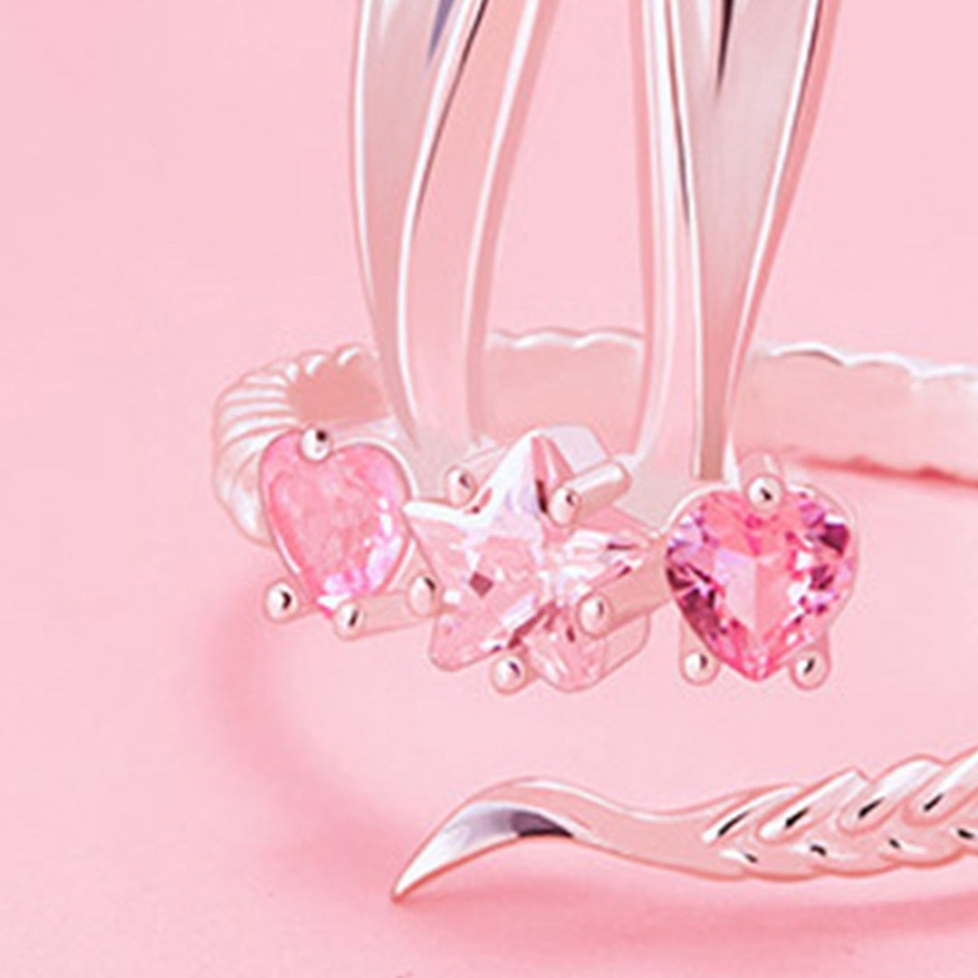 Women Ring Opening Cute Sweet Valentines Day Gift Pink Rhinestone Embedded Rabbit Finger Ring Fashion Jewelry Image 8