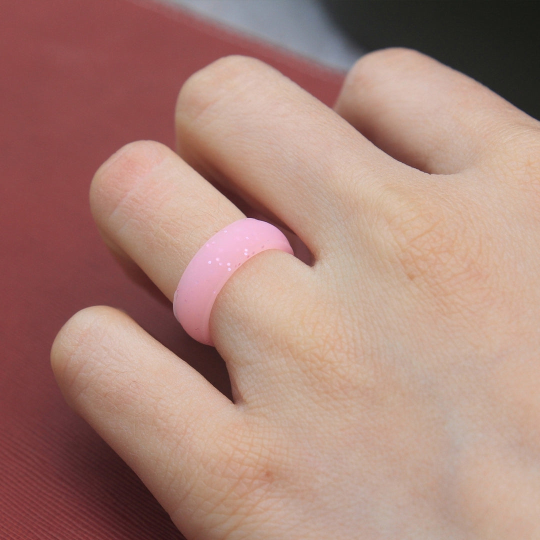10Pcs Couple Ring Beautifully Versatile Flexible Smooth Decorative Silicone Flash Powder Women Ring Daily Use Image 9