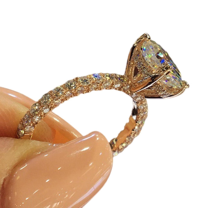 Women Ring Shining Rhinestone Geometric High Polished Eye-catching Decoration Hypoallergenic Finger Ring Wedding Image 4