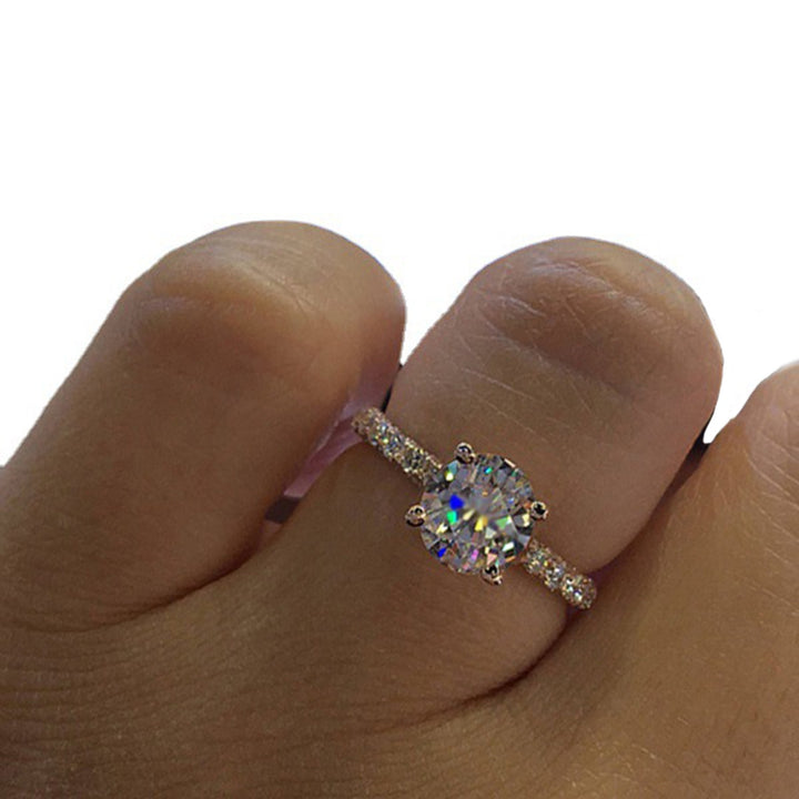 Women Ring Shining Rhinestone Geometric High Polished Eye-catching Decoration Hypoallergenic Finger Ring Wedding Image 6