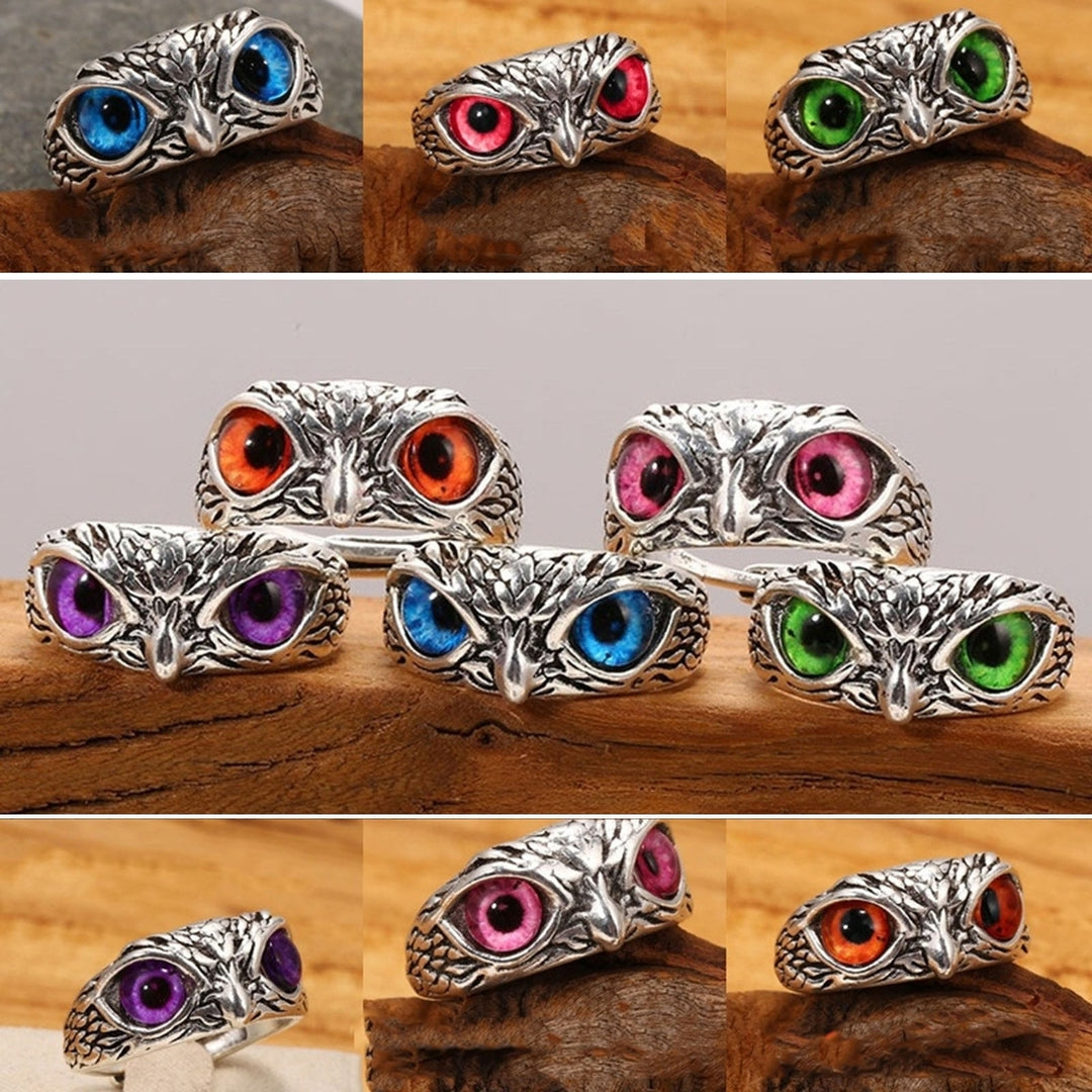 Adjustable Owl Ring with Big Eyes Ultralight Simple Style Finger Band Women Men Engagement Wedding Ring Jewelry Gift Image 1