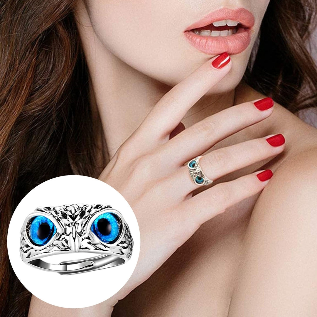 Adjustable Owl Ring with Big Eyes Ultralight Simple Style Finger Band Women Men Engagement Wedding Ring Jewelry Gift Image 9