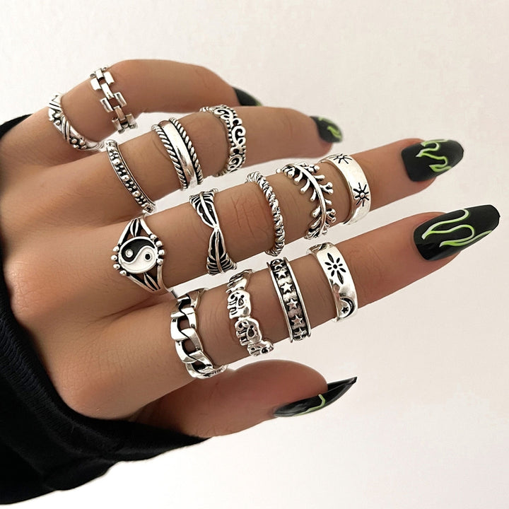 14Pcs Cool Ring Hip Hop Jewelry Accessories Gift Image 1