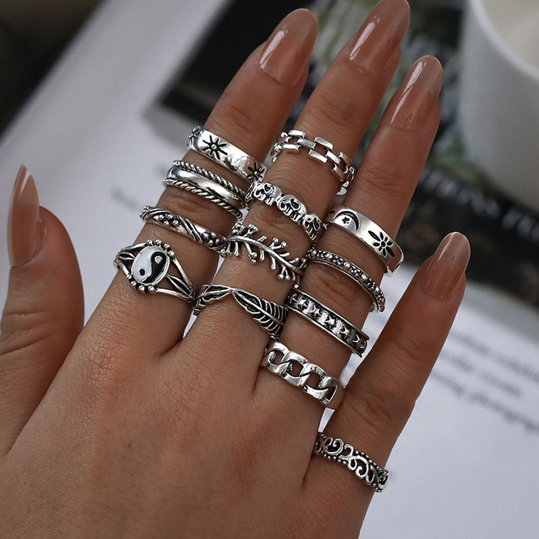 14Pcs Cool Ring Hip Hop Jewelry Accessories Gift Image 3