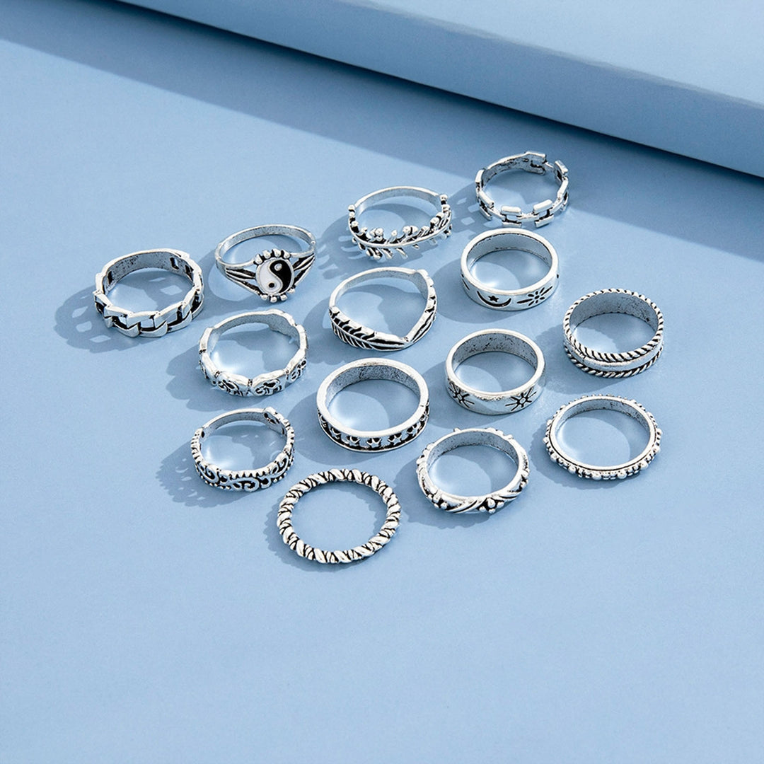 14Pcs Cool Ring Hip Hop Jewelry Accessories Gift Image 4