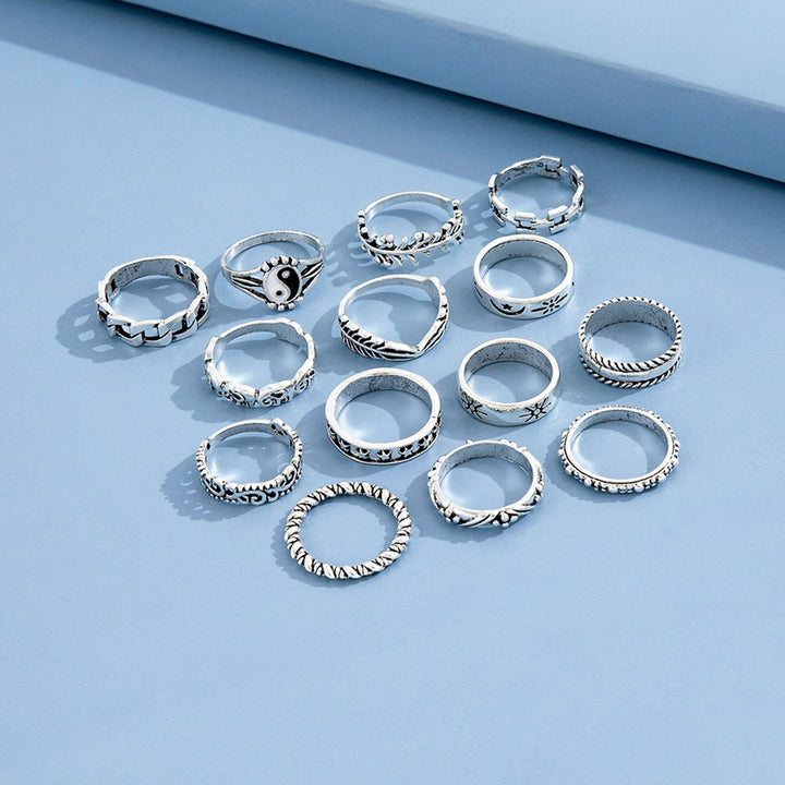 14Pcs Cool Ring Hip Hop Jewelry Accessories Gift Image 4