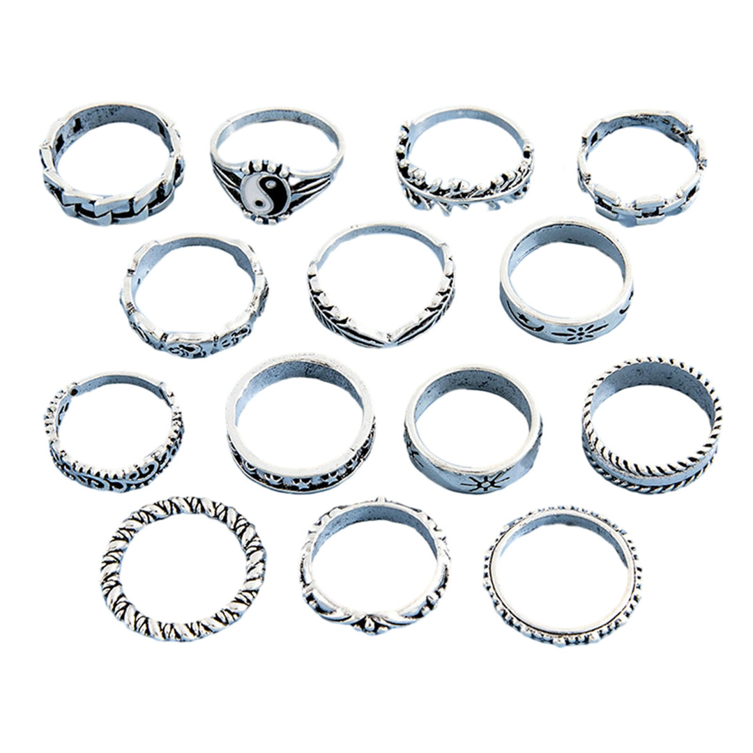 14Pcs Cool Ring Hip Hop Jewelry Accessories Gift Image 4