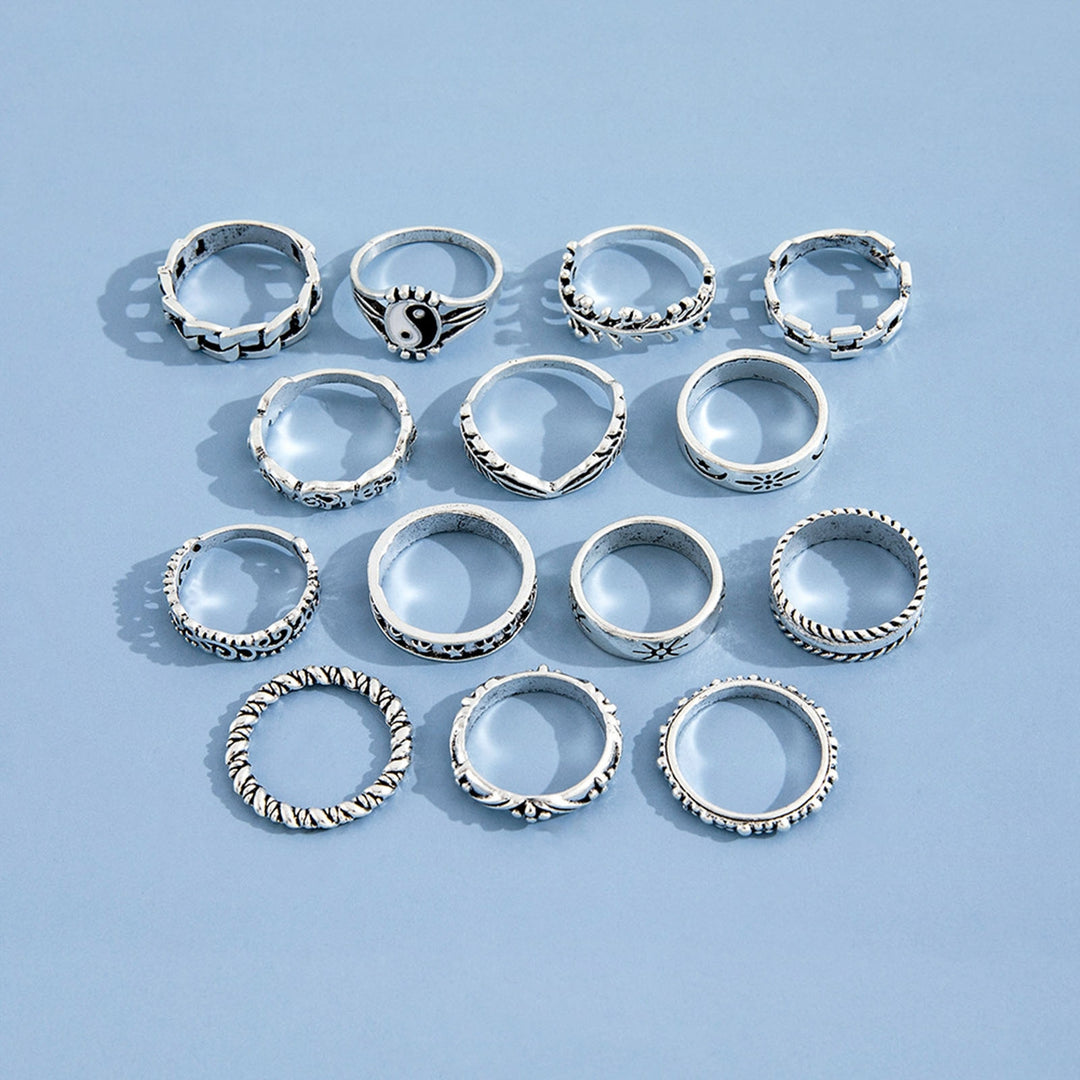 14Pcs Cool Ring Hip Hop Jewelry Accessories Gift Image 7