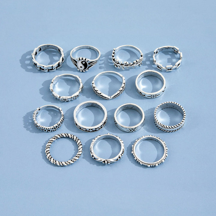 14Pcs Cool Ring Hip Hop Jewelry Accessories Gift Image 7