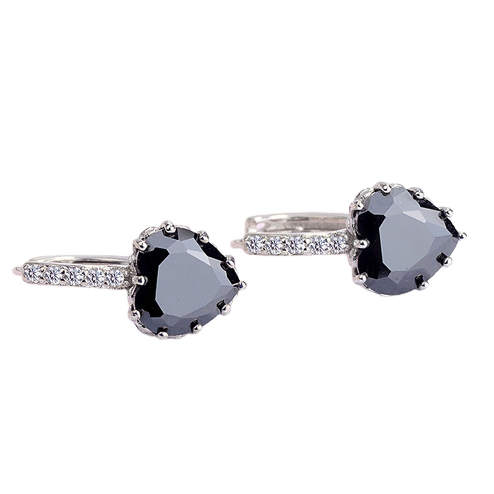 1 Pair Women Dangle Earrings Love Heart Rhinestone Jewelry Korean Style Sparkling Hoop Earrings for Daily Wear Image 2