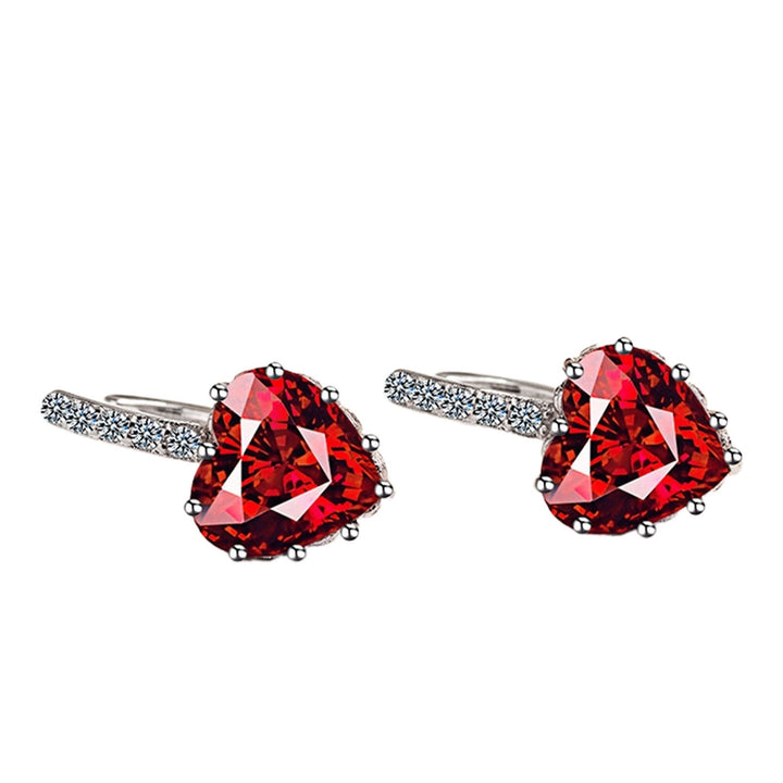 1 Pair Women Dangle Earrings Love Heart Rhinestone Jewelry Korean Style Sparkling Hoop Earrings for Daily Wear Image 4