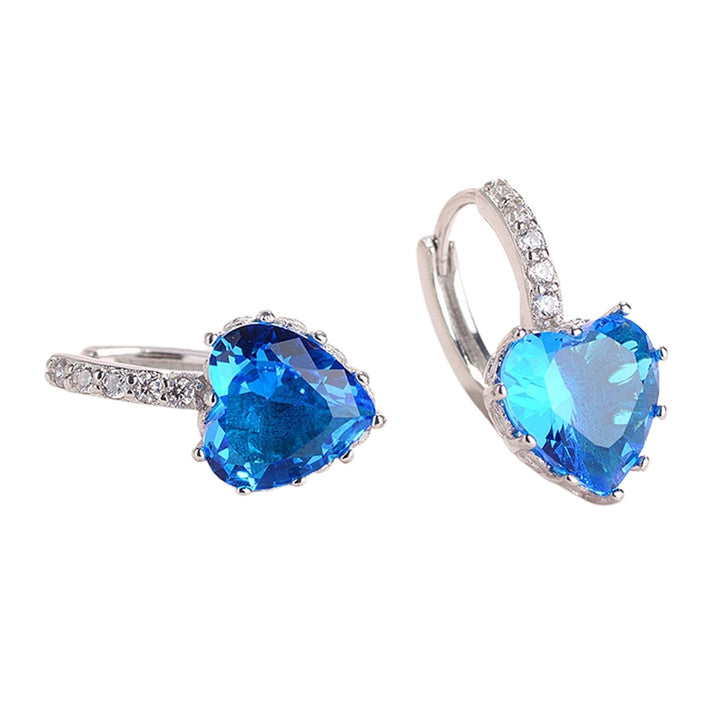 1 Pair Women Dangle Earrings Love Heart Rhinestone Jewelry Korean Style Sparkling Hoop Earrings for Daily Wear Image 4