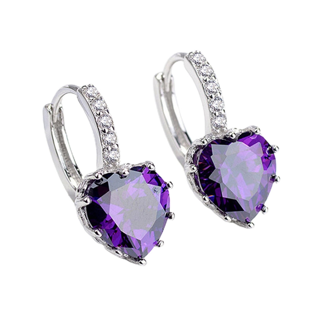 1 Pair Women Dangle Earrings Love Heart Rhinestone Jewelry Korean Style Sparkling Hoop Earrings for Daily Wear Image 6
