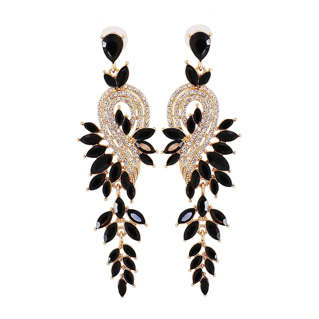 1 Pair Dangle Earrings Geometric Faux Crystal Jewelry Elegant Long Drop Earrings for Wedding Image 2