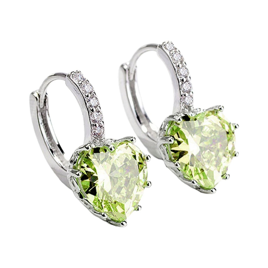 1 Pair Women Dangle Earrings Love Heart Rhinestone Jewelry Korean Style Sparkling Hoop Earrings for Daily Wear Image 1